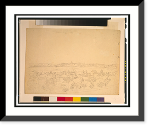 Historic Framed Print, Boston, Charlestown & Bunker Hill as seen from the fort at Roxbury, 1828,  17-7/8" x 21-7/8"