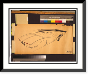 Design drawing for Avanti automobile, rear view from passenger's side - 3, Vintage Wall Art