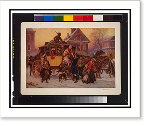 Vintage Americana Print - Christmas - The coach.J.L.G. Ferris, 1795