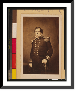 Historic Framed Print, [Commodore Matthew C. Perry, three-quarter length portrait, standing, facing slightly left with left hand resting on sword],  17-7/8" x 21-7/8"