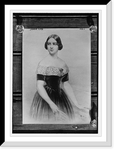 Historic Framed Print, Jennie Lind, standing, at keyboard,  17-7/8" x 21-7/8"