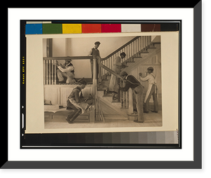 Students at work on a house built largely by them - 3, Historic Print