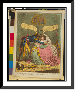 Historic Framed Print, The first Kiss this Ten Years! - or - the meeting of Britannia & Citizen Fran&ccedil;ois,  17-7/8" x 21-7/8"