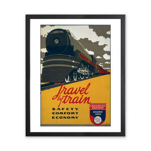 Historic Framed Print, Travel by train - Safety, comfort, economy Canadian Pacific Railway Lines, world's greatest travel system.Norman Fraser.,  17-7/8" x 21-7/8"