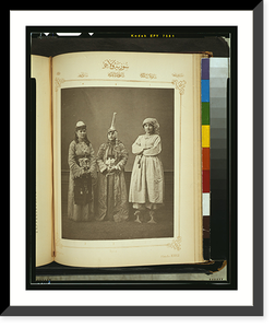 Studio portrait of models wearing traditional clothing from the province of Suriy&egrave; (Syria), Ottoman Empire - 2, Vintage Print