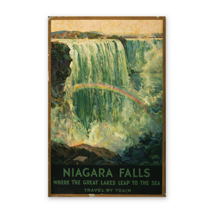 Historic Framed Print, Niagara Falls, where the Great Lakes leap to the sea. Travel by train.Fredric C. Madan.,  17-7/8" x 21-7/8"
