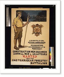 Vintage Military Print - Construction men, bushmen