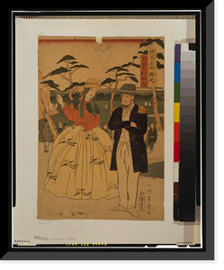 Historic Framed Print, Yokohama meisho benten: Amerikajin Translation:Famous places in Yokohama: Americans.,  17-7/8" x 21-7/8"