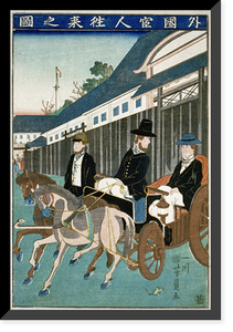 Historic Framed Print, Gaikoku kanjin orai no zu Translation:Foreign officials around town.,  17-7/8" x 21-7/8"