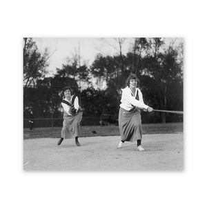 Historic Framed Print, At bat, Mrs. Richie; catcher, Fannie Gerhart,  17-7/8" x 21-7/8"