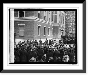 Crowd of people outside building, 2/12/21, Historic Reproduction