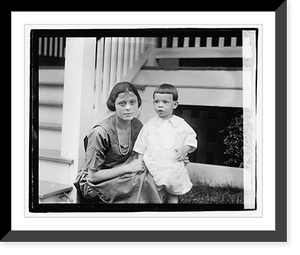 Historic Framed Print, [Unidentified woman and child in front of porch],  17-7/8" x 21-7/8"