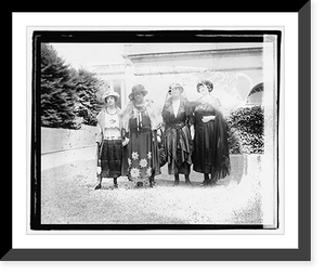 Four unidentified women standing near side of White House, Washington, D.C., 6/12/21, Antique Wall Art