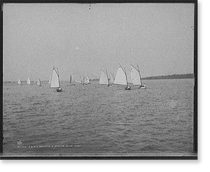 Vintage Nautical Print - Detroit - D.B.C.Y. Boat Club yacht regatta
