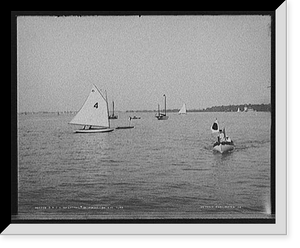 Historic Framed Print, D.B.C.Y. [Detroit Boat Club yacht] regatta, # 19 first on 2nd turn,  17-7/8" x 21-7/8"