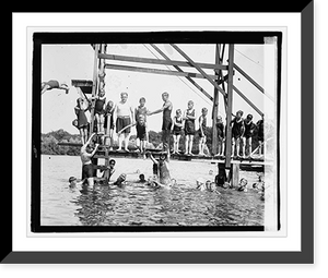 Historic Framed Print, Davis, swimming, Moosehead,  17-7/8" x 21-7/8"