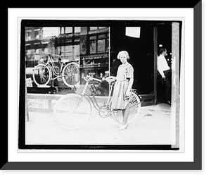 Historic Framed Print, Times girl on bicycle - 2,  17-7/8" x 21-7/8"