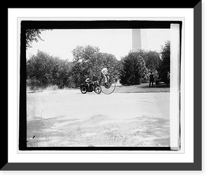 Historic Framed Print, [Velocipede and motorcycle], 8/23/21,  17-7/8" x 21-7/8"