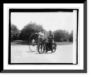 Historic Framed Print, [Velocipede and motorcycle],  17-7/8" x 21-7/8"