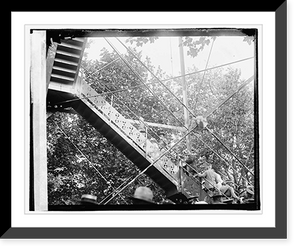 Historic Framed Print, [People ascending an outdoor stairway],  17-7/8" x 21-7/8"