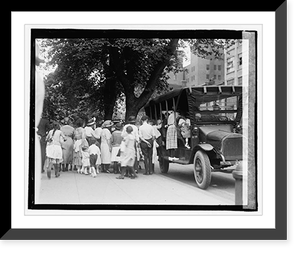 Crowd with children and bus, 7/24/22, Historic Print