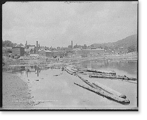 Antique Scenic Print - Vermont - Connecticut River below Bellows Falls