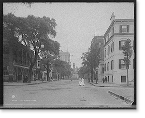 Antique City View - Savannah, Georgia - Bull St. Street (1)
