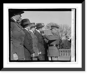 Vintage Americana Print - Pershing and uniformed women on steps