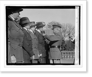Vintage Americana Print - Pershing and uniformed women on steps