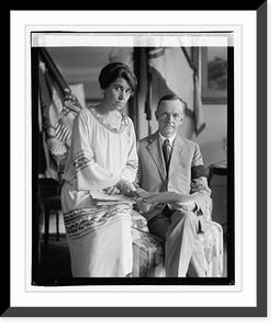 Historic Framed Print, Coolidge & wife, 8/4/23,  17-7/8" x 21-7/8"