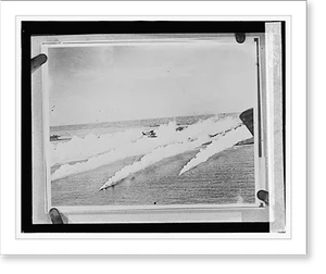 Antique Photo Print - Copy photograph, aircraft over sea
