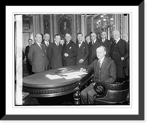 Historic Framed Print, Coolidge signs bills at Capitol, 6/7/24,  17-7/8" x 21-7/8"