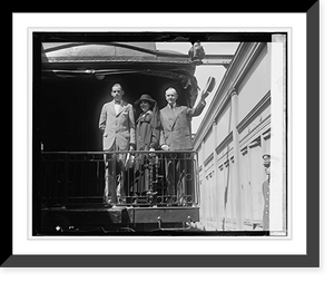 Historic Framed Print, John Coolidge, Mrs. Coolidge, & Pres. Coolidge enroute to Vermont, 8/15/24],  17-7/8" x 21-7/8"