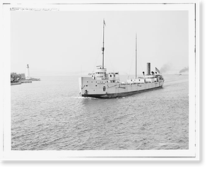 Black & White Photo - S.S. Delaware and Gratiot light