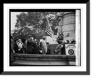 Historic Framed Print, Daughters of 1812 at Farragut statue, May Day, 10/27/24,  17-7/8" x 21-7/8"