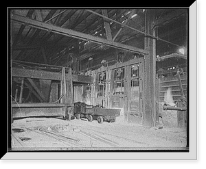 Historic Framed Print, Feeding an open hearth furnace, Homestead Steel Wks. [Works], Homestead, Pa.,  17-7/8" x 21-7/8"