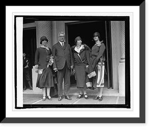 Historic Framed Print, President Elect Gerardo Machado of Cuba, with daughter & 2 friends, [4/15/25],  17-7/8" x 21-7/8"