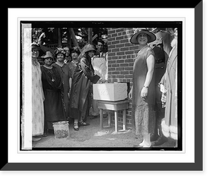 Historic Framed Print, Mrs. Coolidge laying cornerstone at Florence Crittenden Home , [5/27/25],  17-7/8" x 21-7/8"