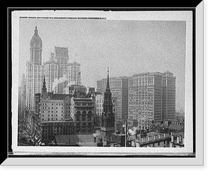 Historic Framed Print, Singer, City Investing, and Hudson Terminal Buildings, New York, N.Y.,  17-7/8" x 21-7/8"