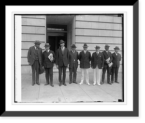 Historic Framed Print, Sec. Wilbur with Naval officers at special aviation hearing, 9/22/25,  17-7/8" x 21-7/8"