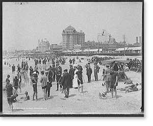 Vintage Landscape - Atlantic City - Bathers on the beach, N.J