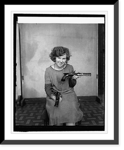 Historic Framed Print, Grace Stockman of Natl. Museum with Andrew Jackson pistols,  17-7/8" x 21-7/8"