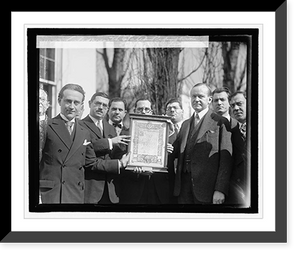 Historic Framed Print, Coolidge with Italian Rep. League, 2/12/27 - 2,  17-7/8" x 21-7/8"