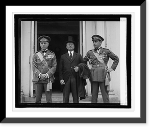 Historic Framed Print, Comdi de Pinedo, Nobile Giacomo de Martino, Comdi Silvio Scaroni, 4/20/24,  17-7/8" x 21-7/8"