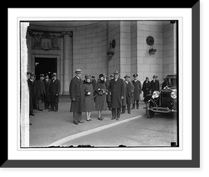 Historic Framed Print, Hoover arriving at station, 2/19/29,  17-7/8" x 21-7/8"