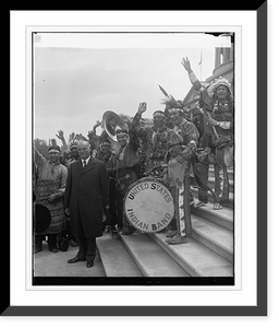 Historic Framed Print, United States Indian Band Serenades & P. Curtis, 4/26/29,  17-7/8" x 21-7/8"