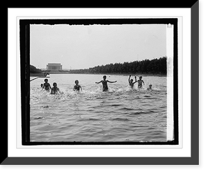 Historic Framed Print, Bathing at Lincoln Memorial, 7/9/29,  17-7/8" x 21-7/8"