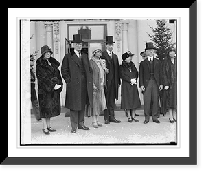 Sectys. Lamont, Wilbur, & Adams with wives, New Year Reception, Antique Print