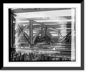 Historic Framed Print, [Unidentified workmen on steel beams],  17-7/8" x 21-7/8"