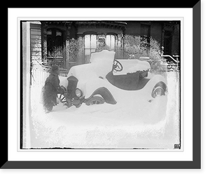 Automobile covered in snow, Vintage Poster